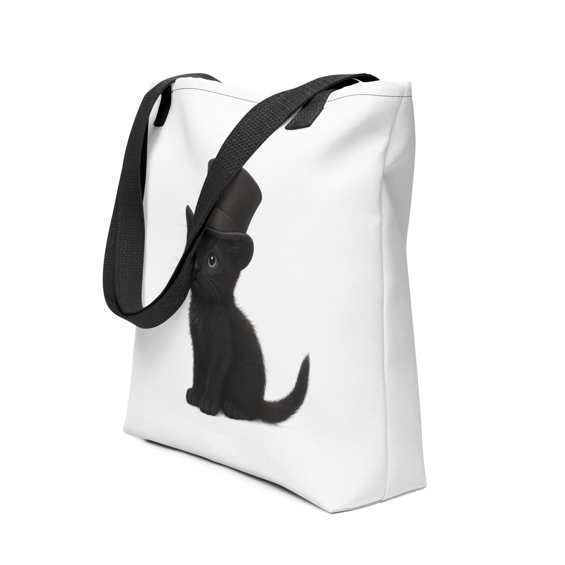 Sir Whiskers – Black Cat with Top Hat (Tote Bag) - Image 2