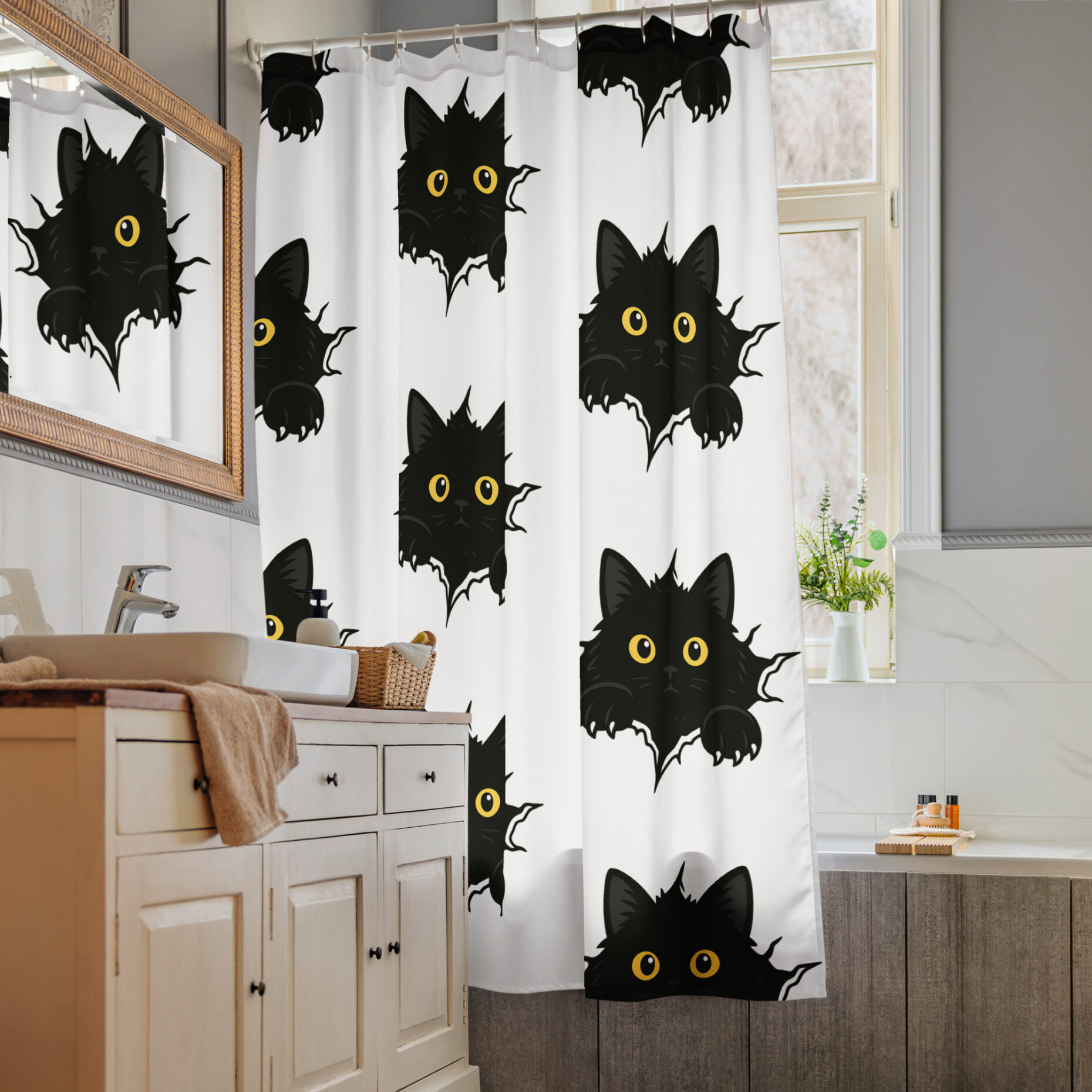 Shadow Peek Shower curtain